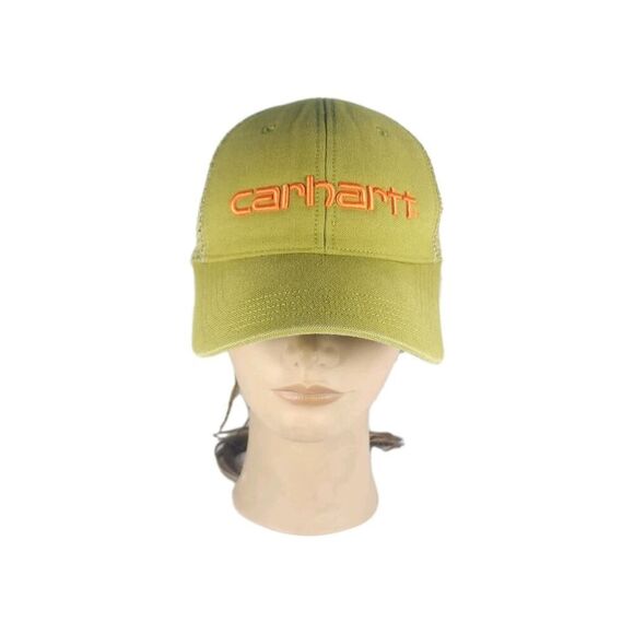 Carhartt OS Green Canvas Mesh-Back Logo Graphic Adjustable Baseball Cap Hat - Picture 1 of 8